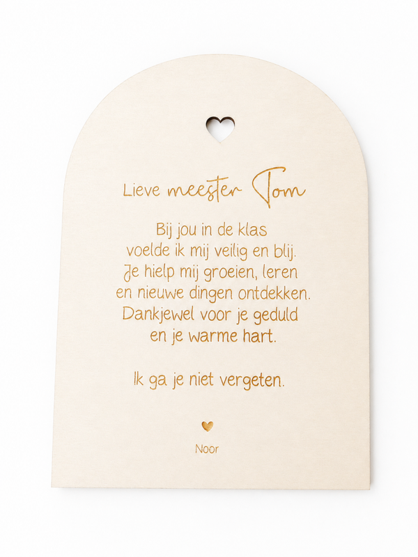 Houten bordje met hartje