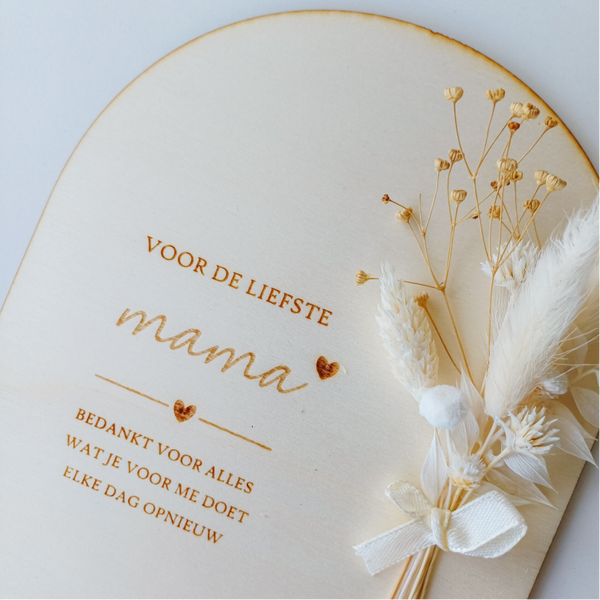 Cadeau voor mama | Houten bordje met droogbloemen