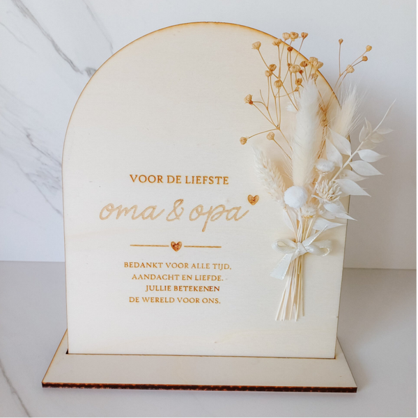 Cadeau voor oma en opa | Houten bordje 'Voor de liefste oma & opa'