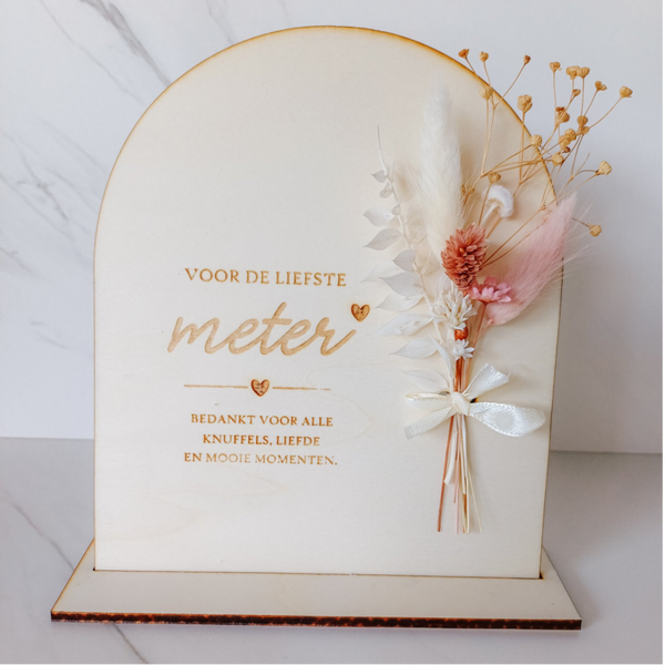 Cadeau voor meter | Houten bordje 'Voor de liefste meter'