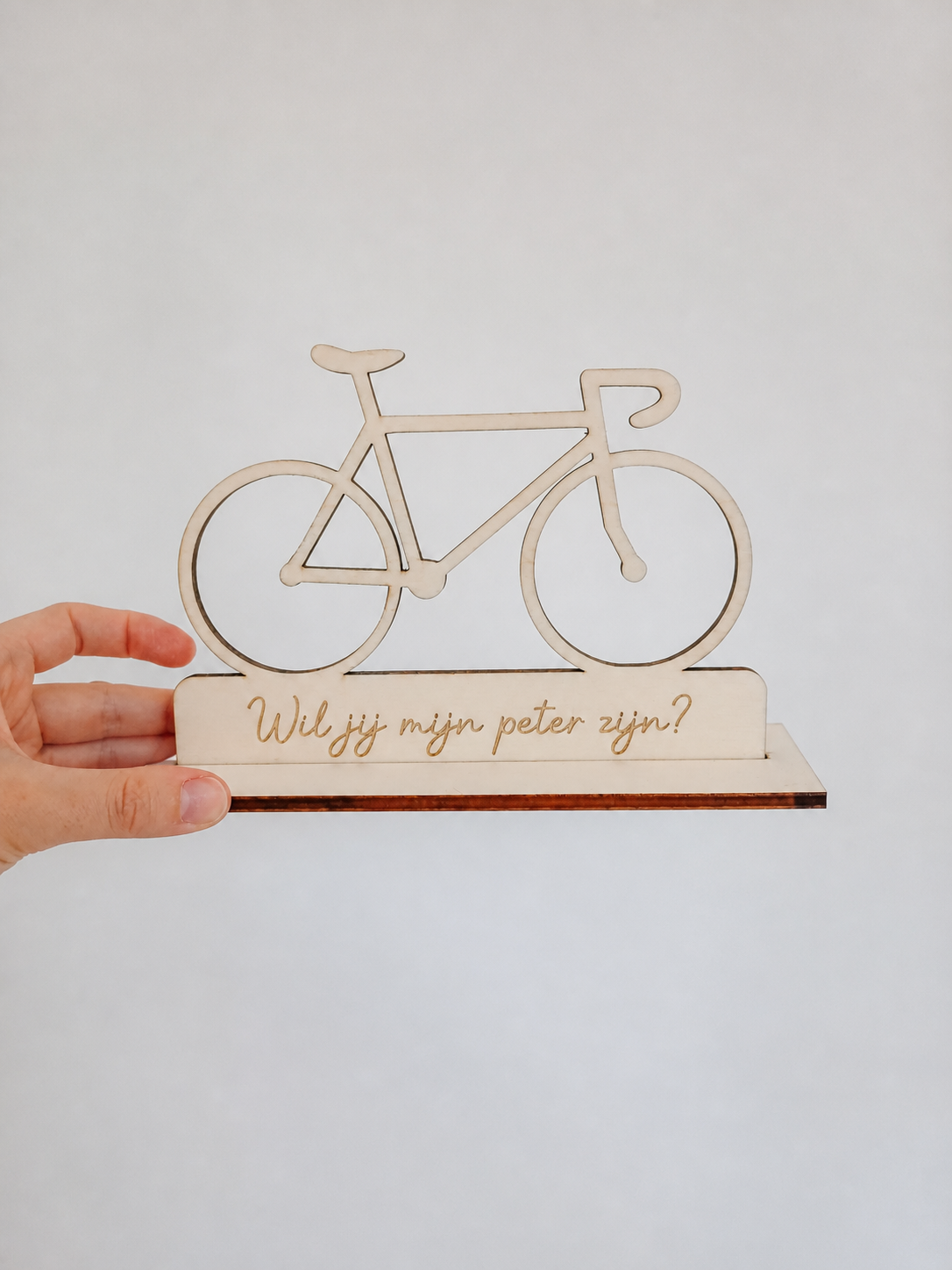 Wil jij mijn peter zijn? - Houten koersfiets