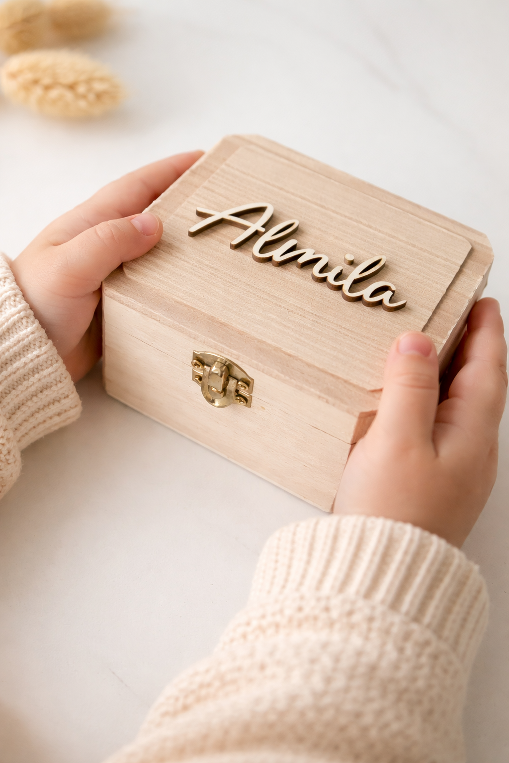 Houten doosje met naam