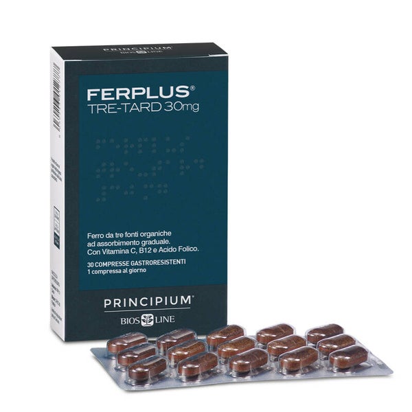 Principium FerPlus Tre-Tard 30mg FERRO DA TRE FONTI ORGANICHE AD ASSORBIMENTO GRADUALE