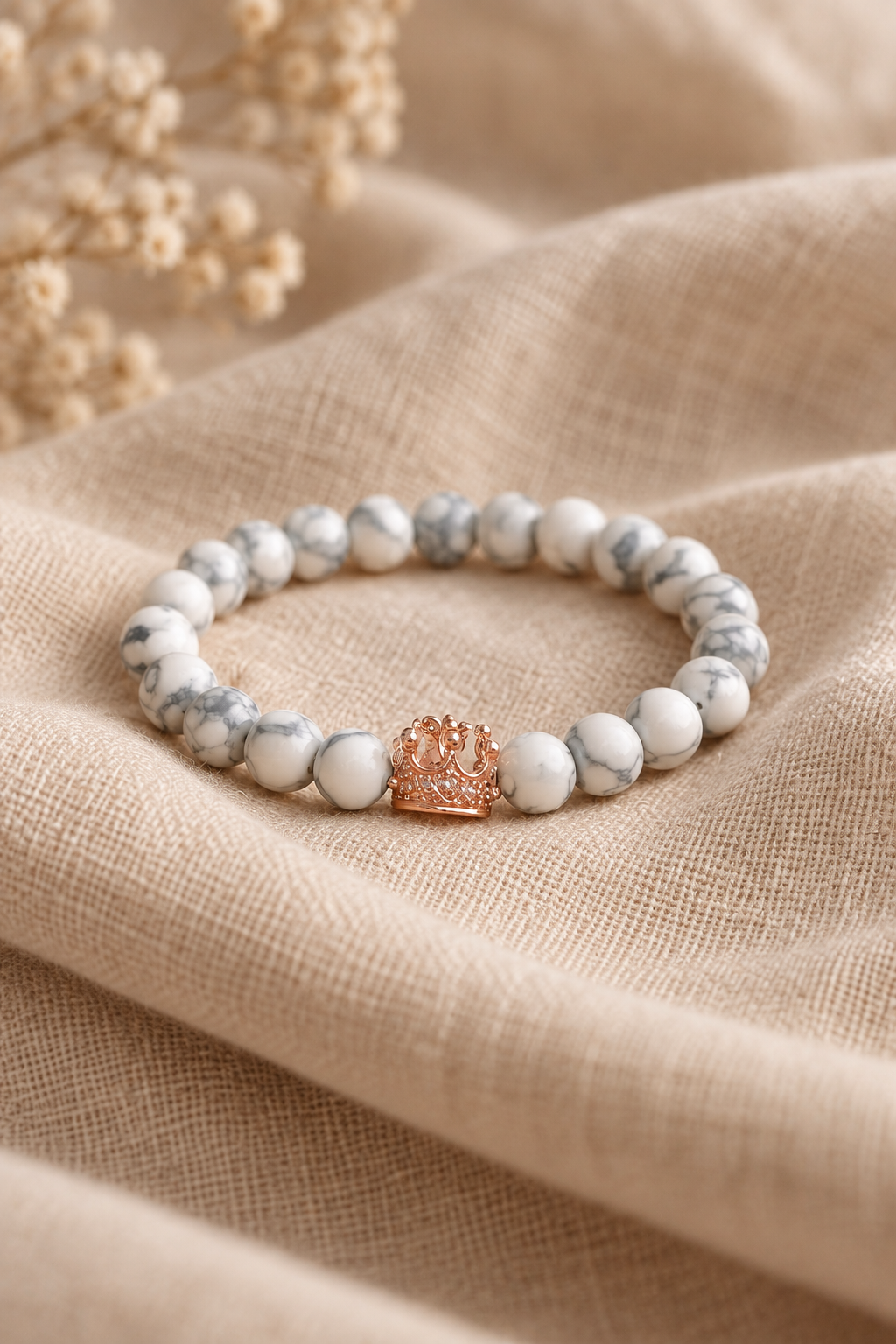 Damen-Marmorarmband „Rose Crown“