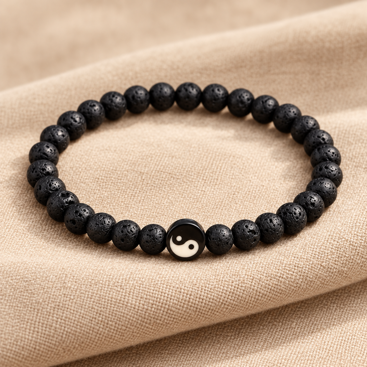 Herren-Lava-Armband „Yin Yang Balance“