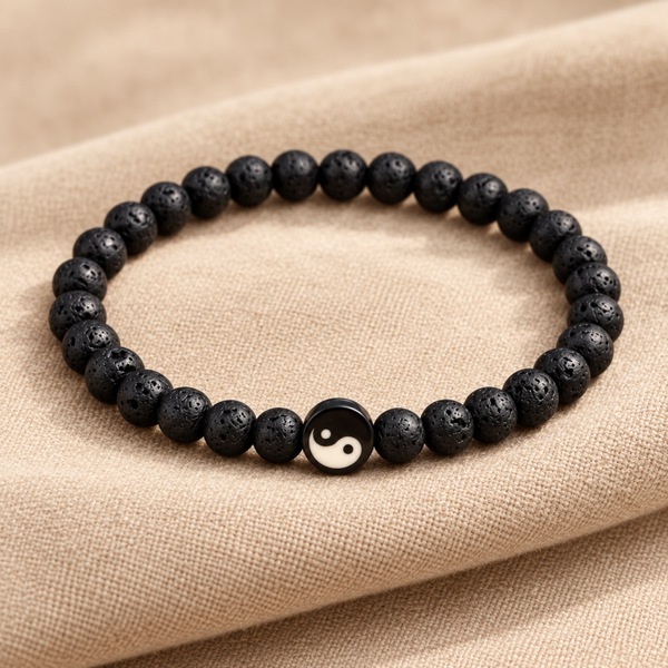 Herren-Lava-Armband „Yin Yang Balance“
