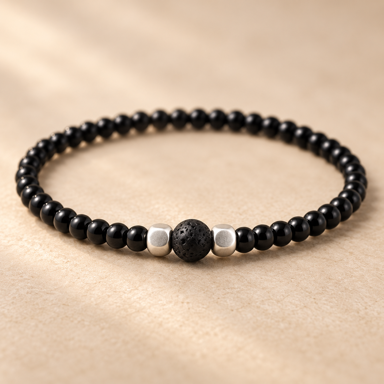 Herrenarmband „Obsidian Lava Silver“