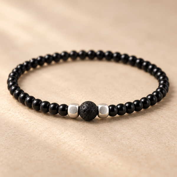Herrenarmband „Obsidian Lava Silver“