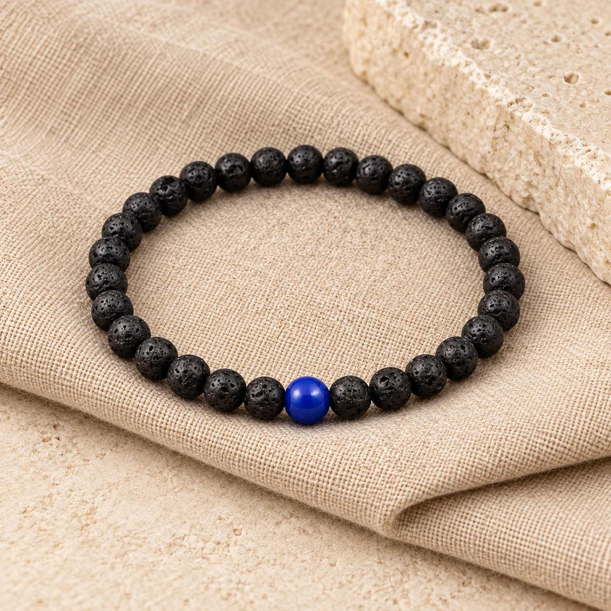 Herren-Lava-Armband „Blue Pulse“