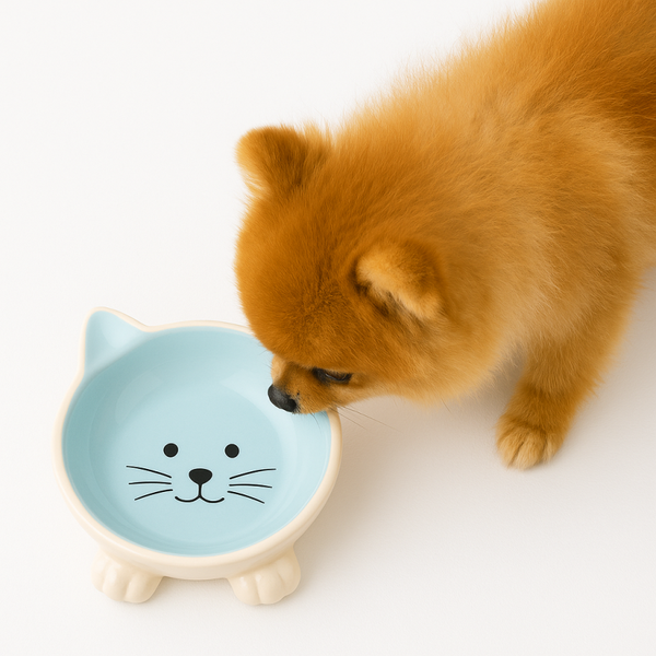 HAPPY PET VOERBAK BLAUW / CREME