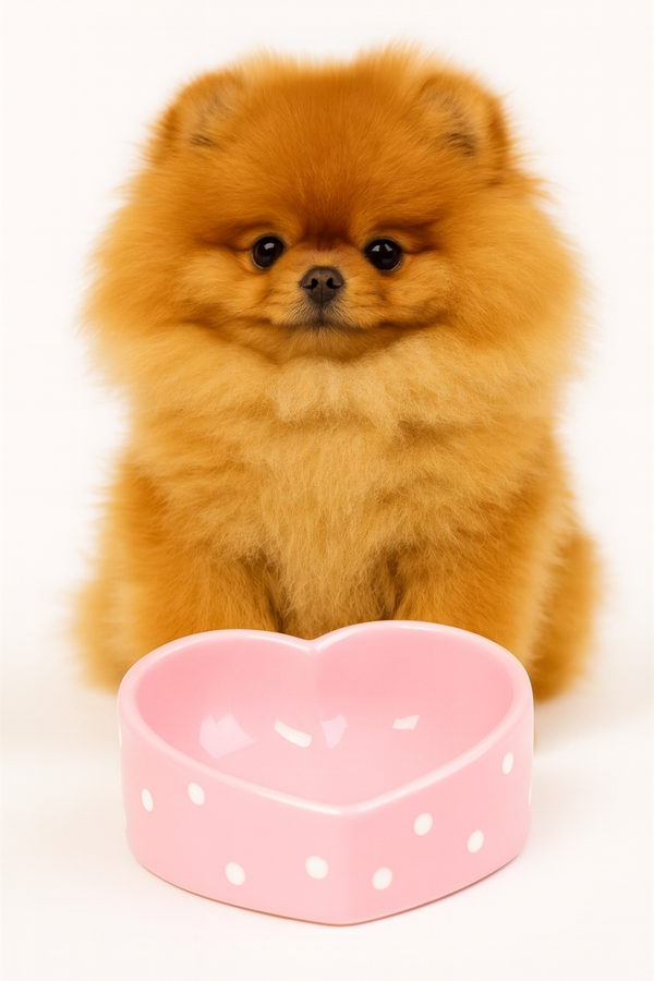 HAPPY PET VOERBAK POLKA DOT HART ROZE 16 CM