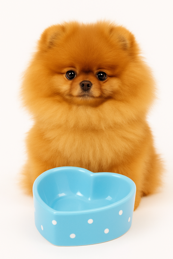 HAPPY PET VOERBAK POLKA DOT HART BLAUW 16 CM