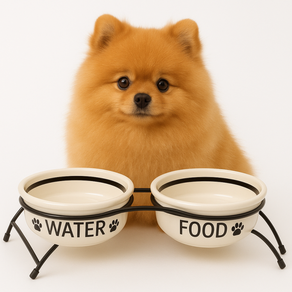 TRIXIE VOERBAK / DRINKBAK SET EAT ON YOUR FEET WIT / ZWART 2X600 ML 15 CM