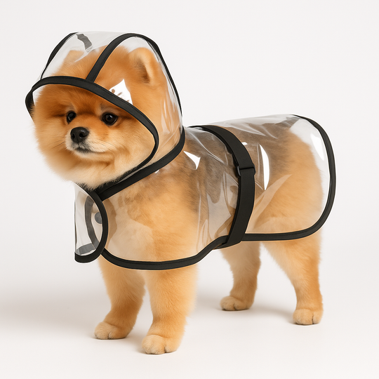 Transparante regenjas met capuchon s/30cm zwart