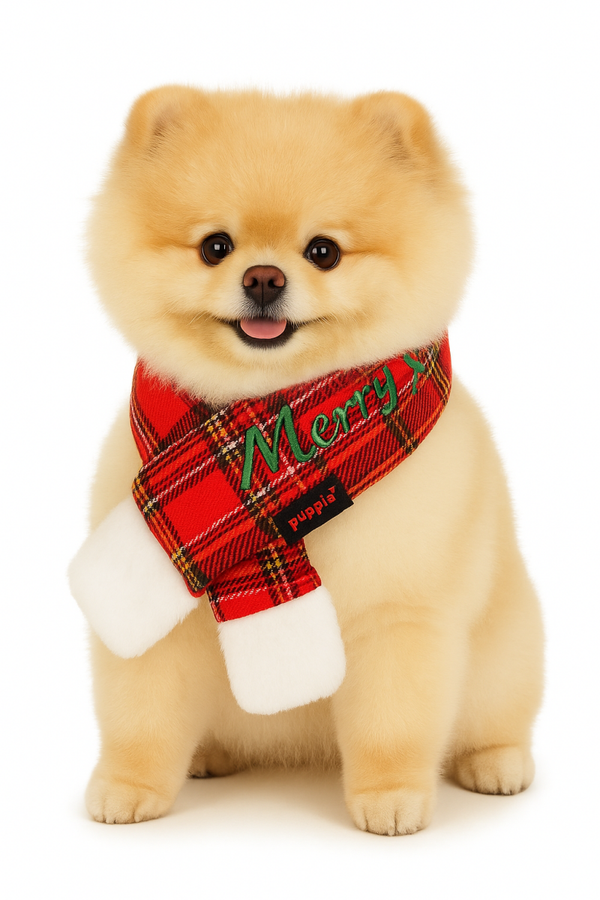 Puppia Santa's Scarf Red & Checkered Red