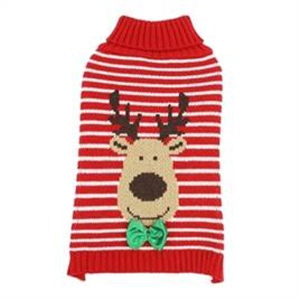 Happy Pet Hondentrui Rendier Gestreept – Kersttrui voor Honden 30 cm