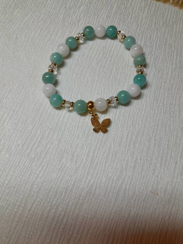 Bracelet amazonite et pierre de lune avec charm's