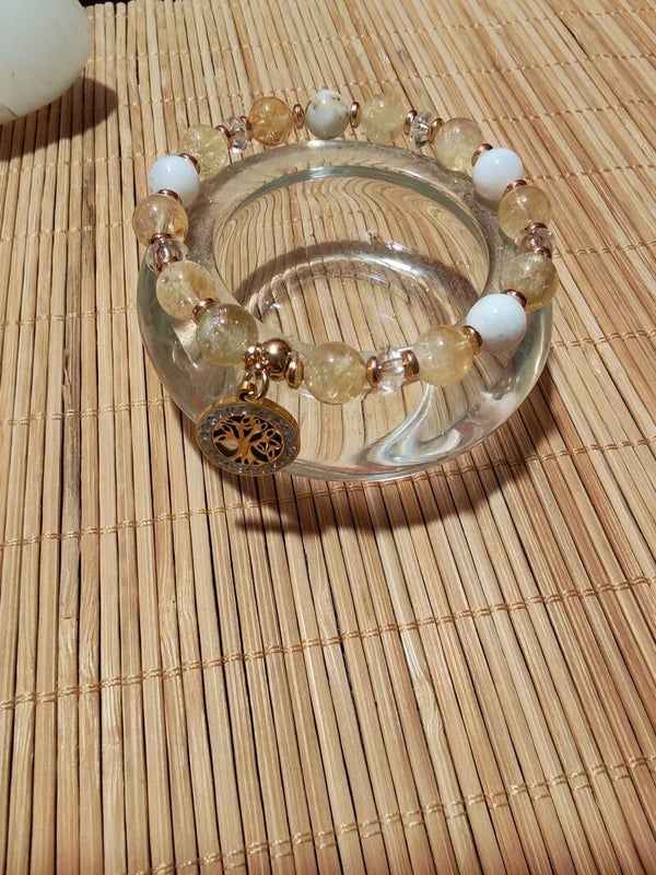 Bracelet en citrine et opale blanche