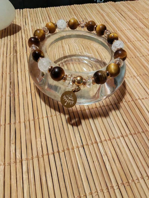 Bracelet oeil du tigre et cristal de roche