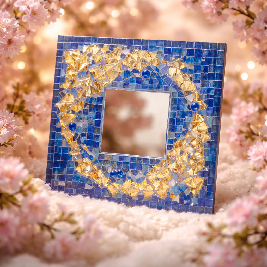 Sm.blue and gold mirror