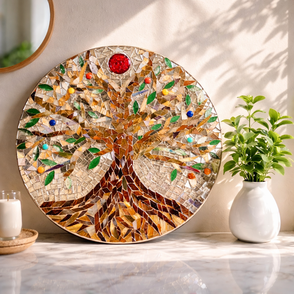 Round mosaic tree of life