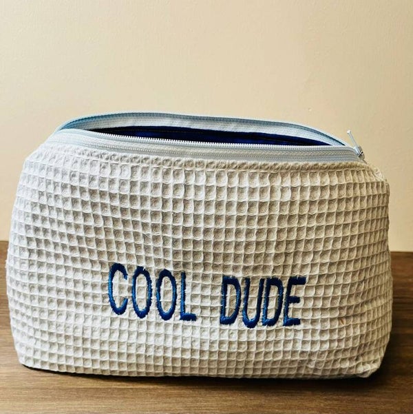 Handemaakte toiletzakjes in wafelstof