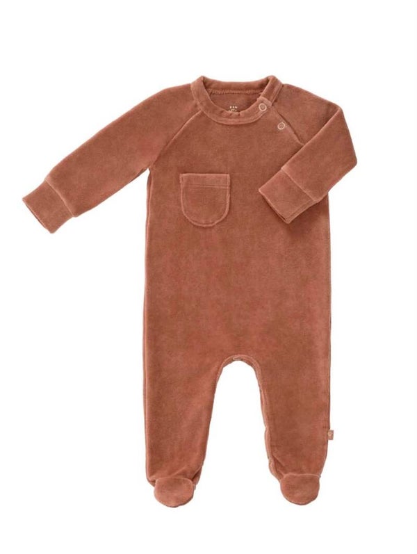 FRESK/ Pyama velours Tawny brown maat 0-3 maand