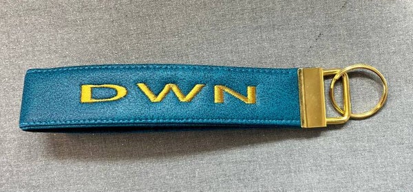 Handgemaakte sleutelhanger Blauw nepleder