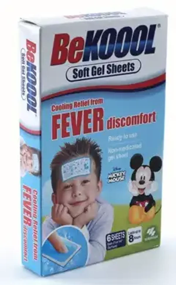 BeKoool Cooling Gel Sheets for Kids, Fever Discomfort Relief, 6 Count