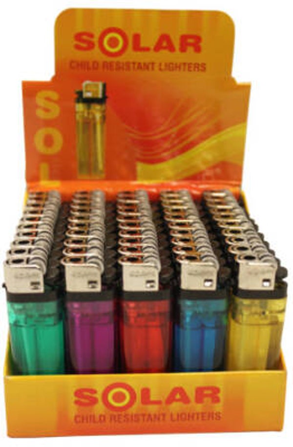 Solar Disposable Cigarette Lighters - 50ct Counter Display Wholesale