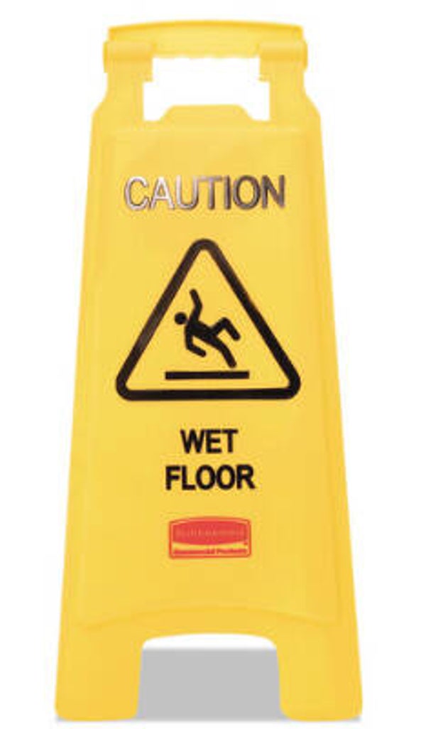 Rubbermaid Commercial Caution Wet Floor Sign, 11 x 12 x 25, Bright Yellow - Carton of 6