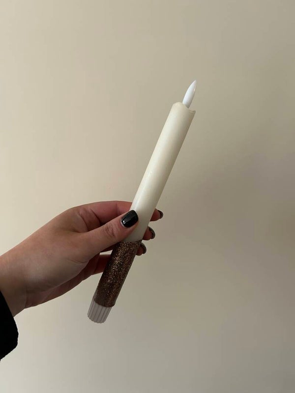 Ledkaars bruin glitter onderkant