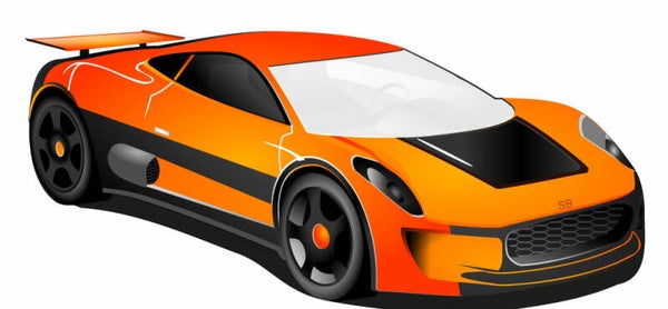 Gele sportcar 50 x 23 cm