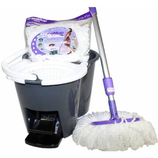 Vloerwisser Supa Mop - Spinner Mop Paars      + Pedaal