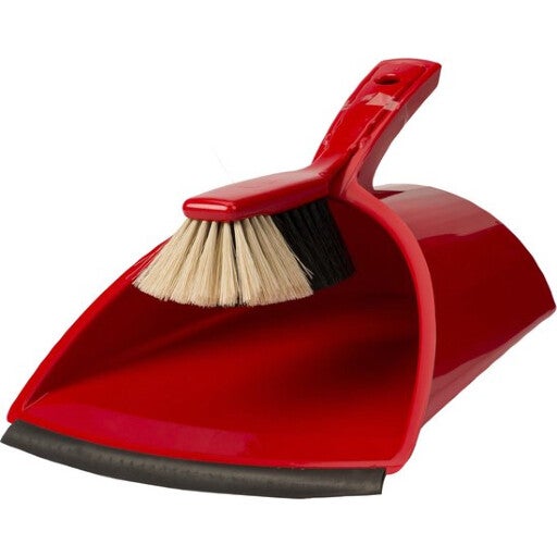 Stoffer & Blik met Grote Opvangbak - Rood