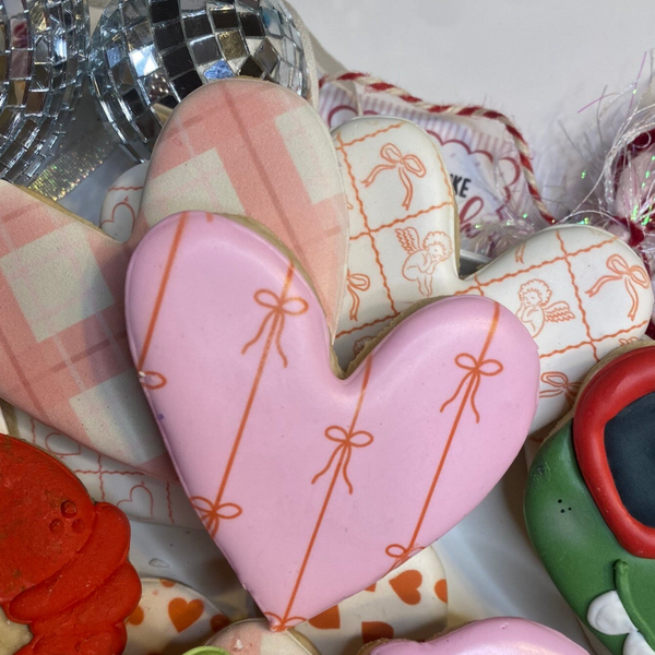 Mixed Printed Heart Cookies-  1 Dozen