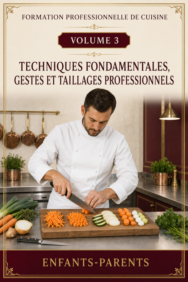 Cuisine – Volume 3 : Techniques fondamentales, gestes et taillages professionnels.