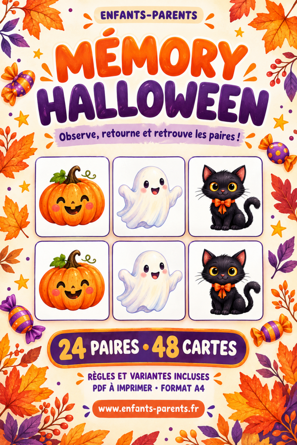 Mémory Halloween — Observe, retourne et retrouve les paires !