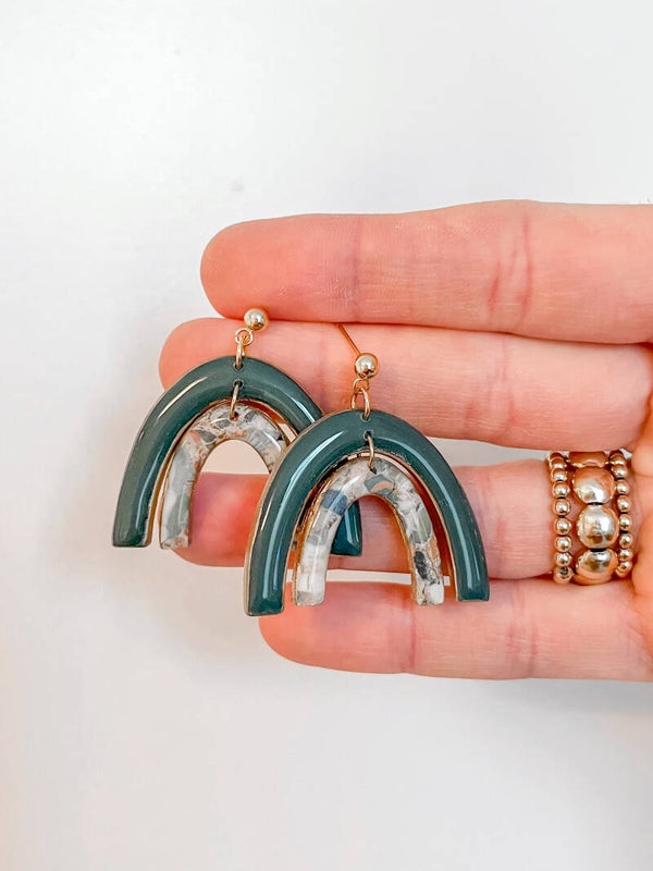 Earring double bow green
