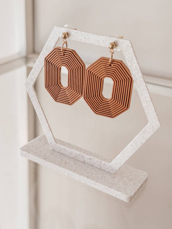 display 3D printed 4 hexagon marble grey