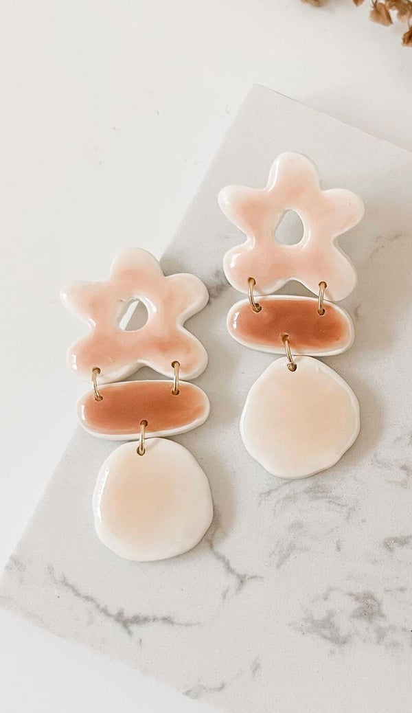 Earring ceramic flower