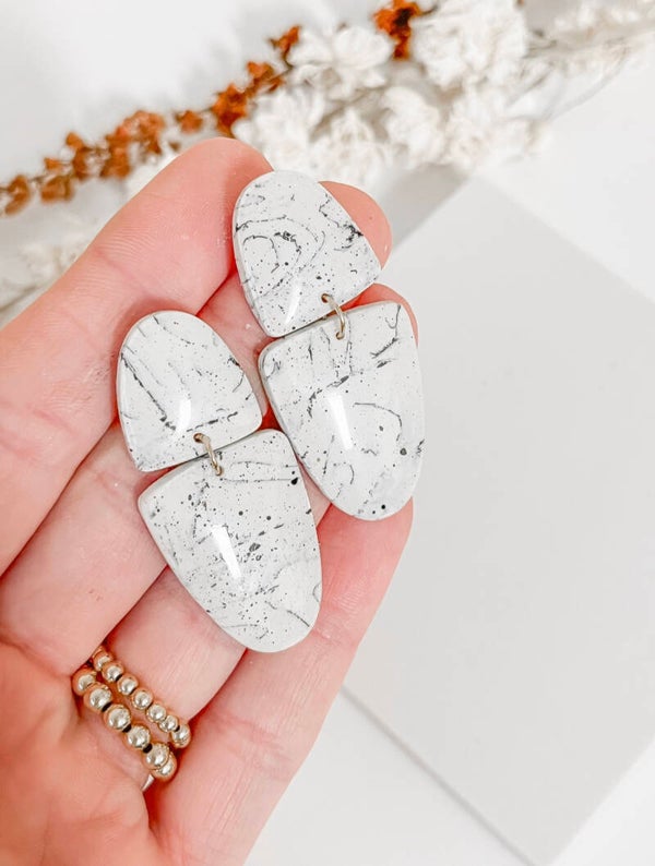 Earring naturel Marble