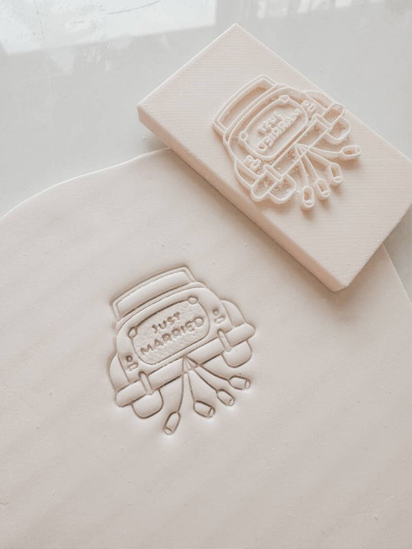 label stamp  'car just married'