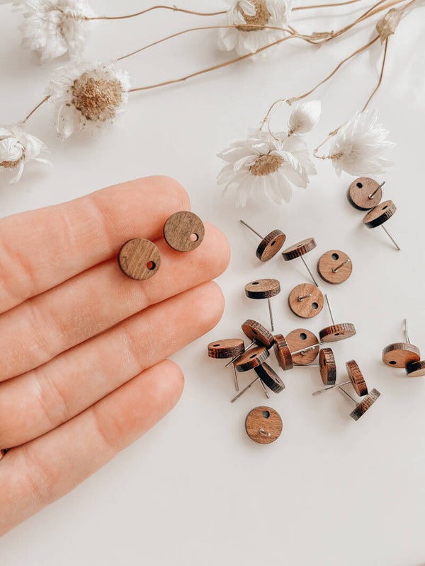 earring post walnut wood rond