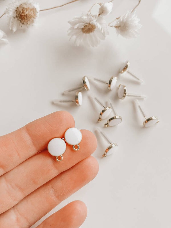 Earring post white goud