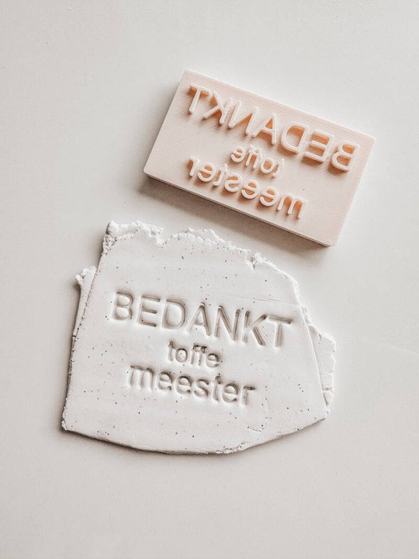 label stamp 'meester'