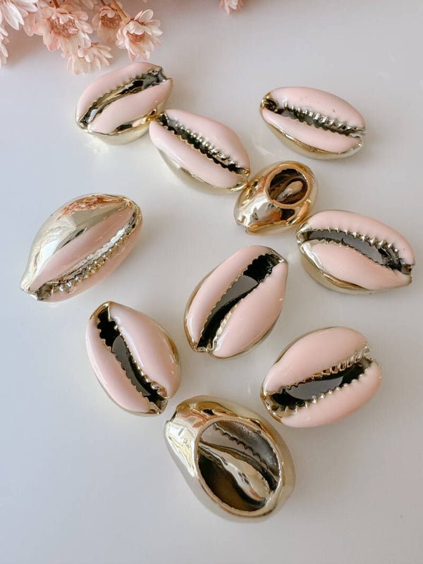 Schelpen bedel goud roze