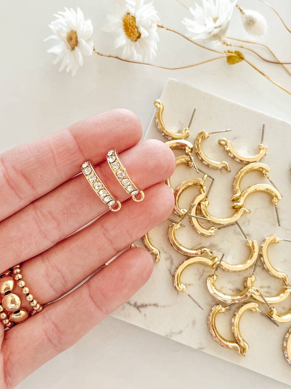 Earring post bow stones