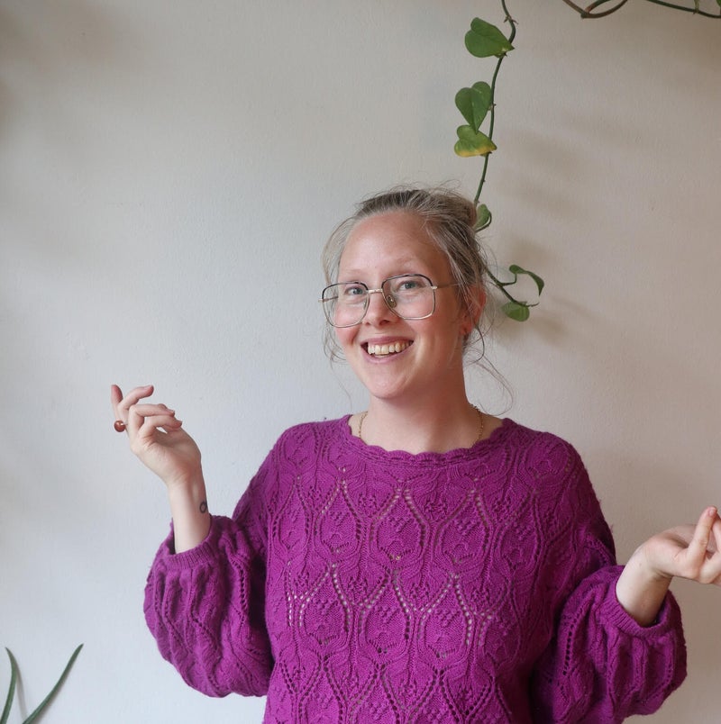 foto van Annemarie met paarse trui