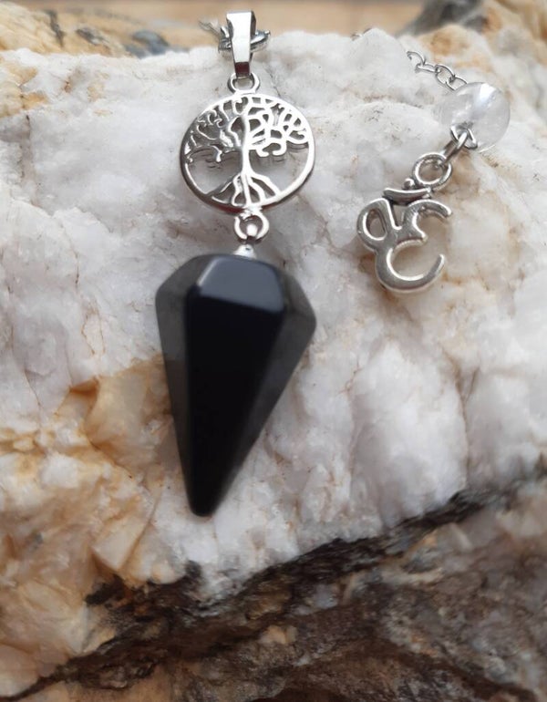 Pendule Arbre de vie cone obsidienne noir